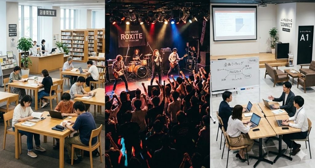 公共施設、ライブハウス、レンタルスペース、それぞれに特徴があります。